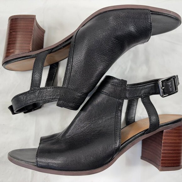 Franco Sarto Harlet Women’s Black Leather Peep Toe Slingback Heels size 9 - Picture 7 of 13